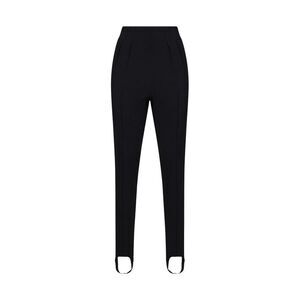Mugler Women Black Stretch Wool-Blend Stirrup Tailored Leggings